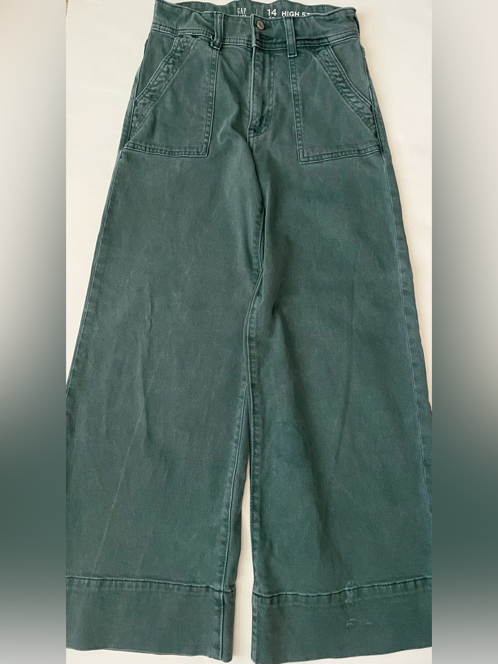 Gap Kids wide leg faded green cropped jean